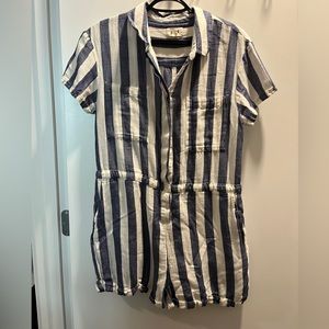 Pact blue and white striped romper size m